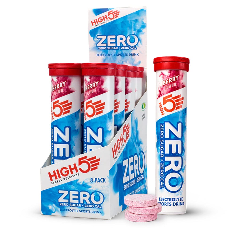 High5 ZERO Electrolyte Drink tube with 20 servings, citrus flavor, showing the colorful packaging and branding.