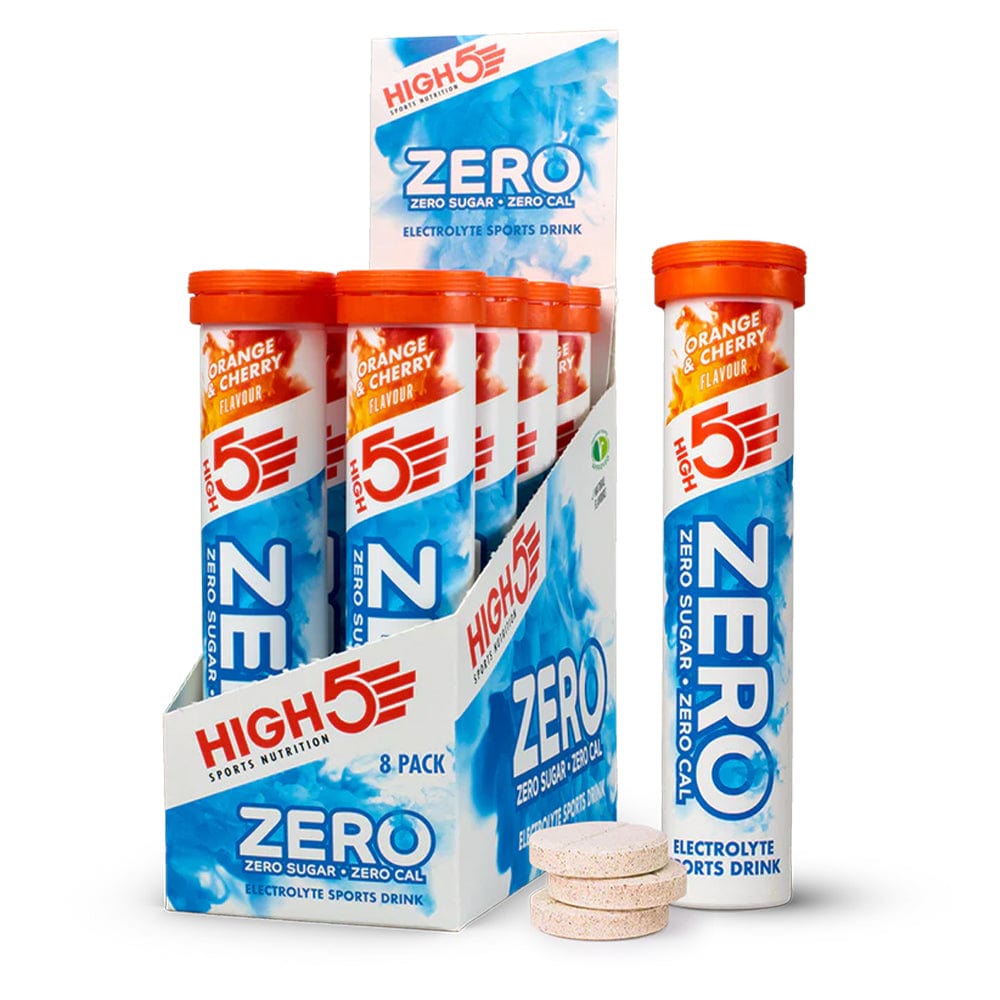 High5 ZERO Electrolyte Drink tube with 20 servings, featuring citrus flavor and vibrant packaging for hydration and replenishment.