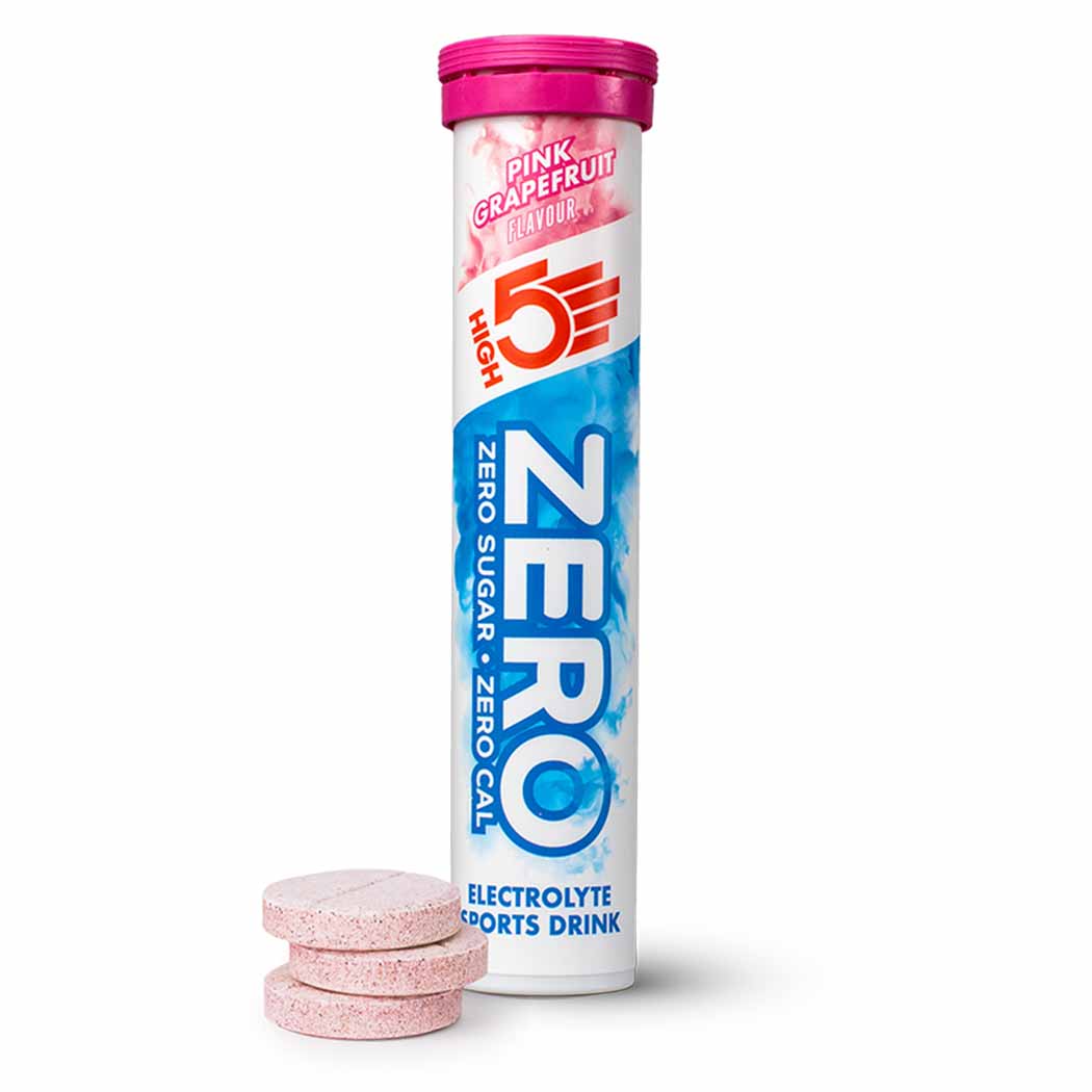 High5 ZERO Electrolyte Drink tube with citrus flavor, 20 servings, showing the colorful packaging and product label.