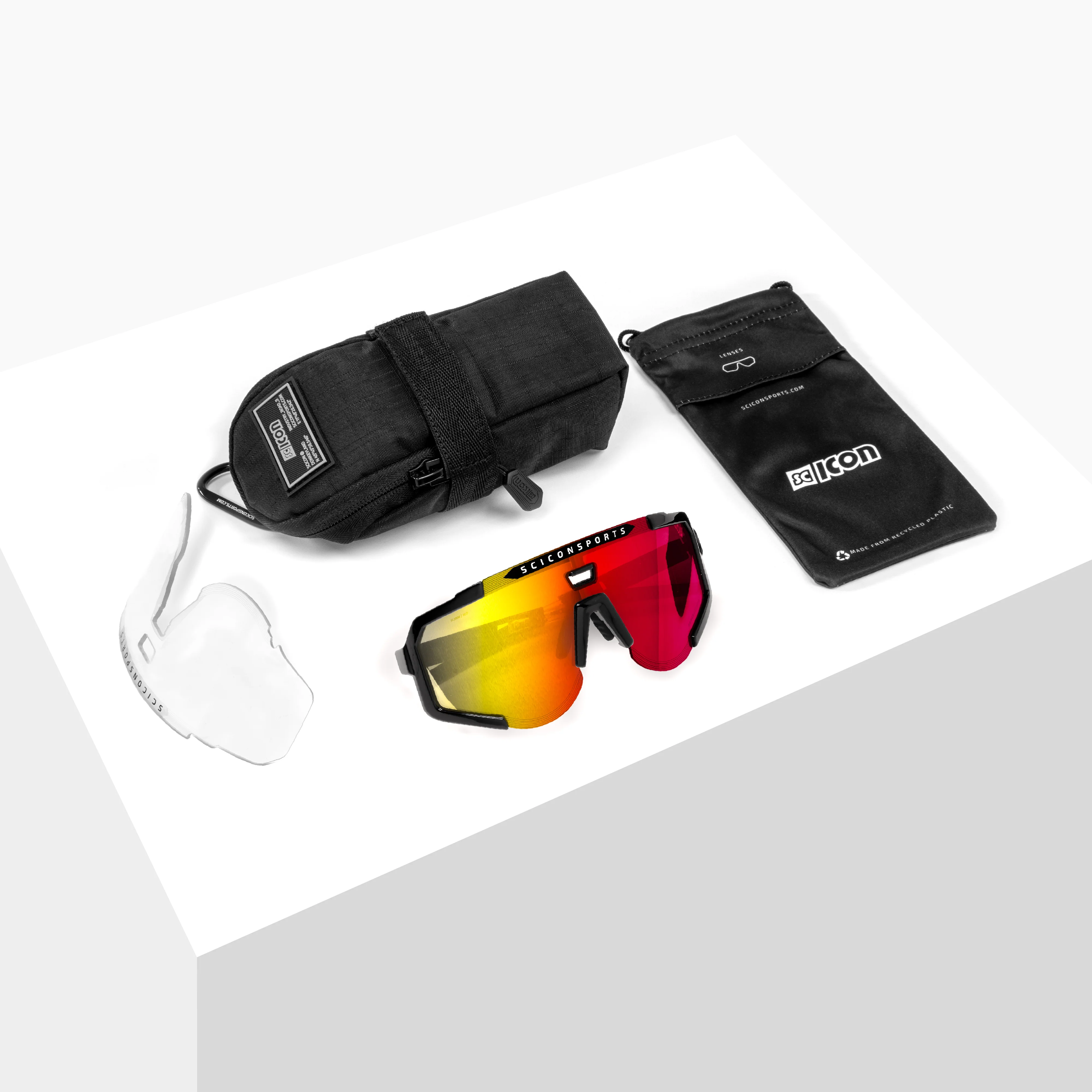 Scicon Aeroscope high-performance sport sunglasses with sleek black frames and tinted lenses for active outdoor activities.